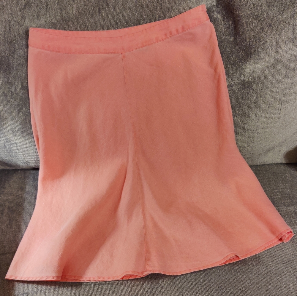 Mossimo Light Salmon Color Linen A Line Midi Skirt